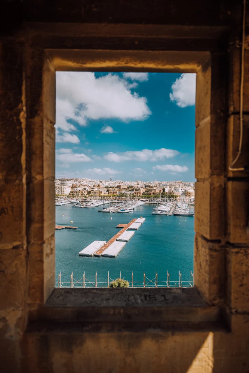 Uitzicht op Pietà vanuit Valletta