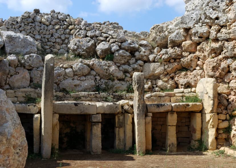 Interieur van de Ġgantija-tempels op Gozo