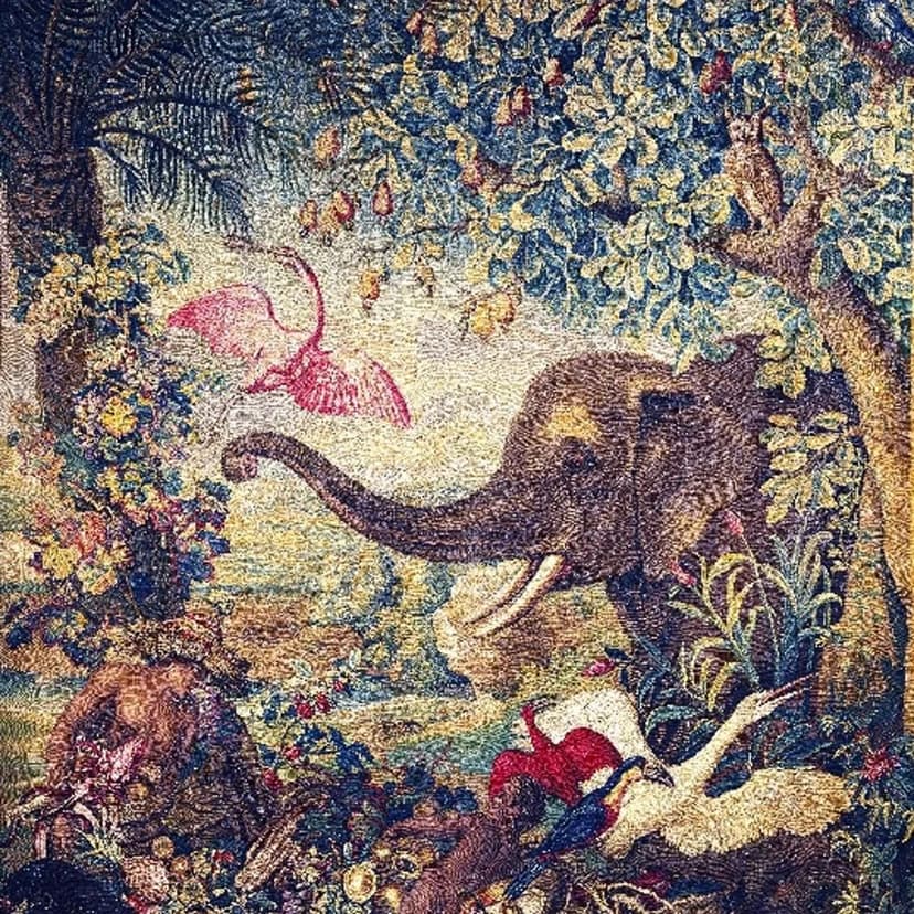 Detail van een wandtapijt in het Grootmeesterspaleis van Malta