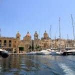 Uitzicht op de haven en waterfront van Vittoriosa (Birgu), Malta