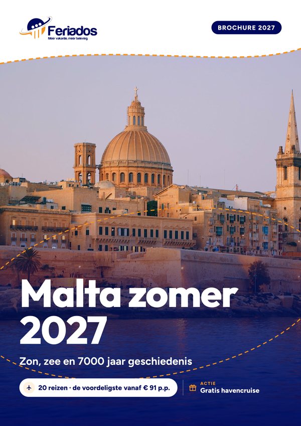 Voorpagina van de brochure Malta zomer 2027